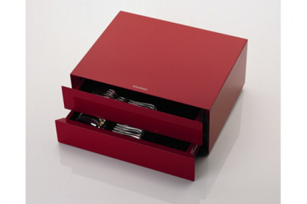 Robbe &amp; Berking Kassette, 39tlg. mit 2 Schubladen, Rot lackiert